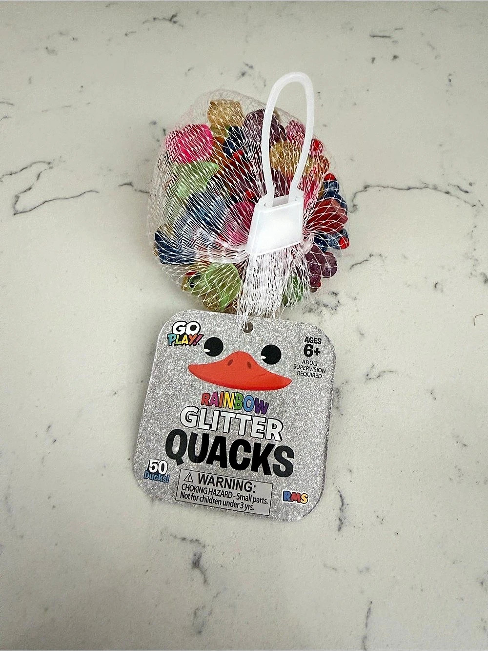 Go Play! Rainbow Glitter Quacks! 50 Mini Rainbow Glitter Ducks NWT